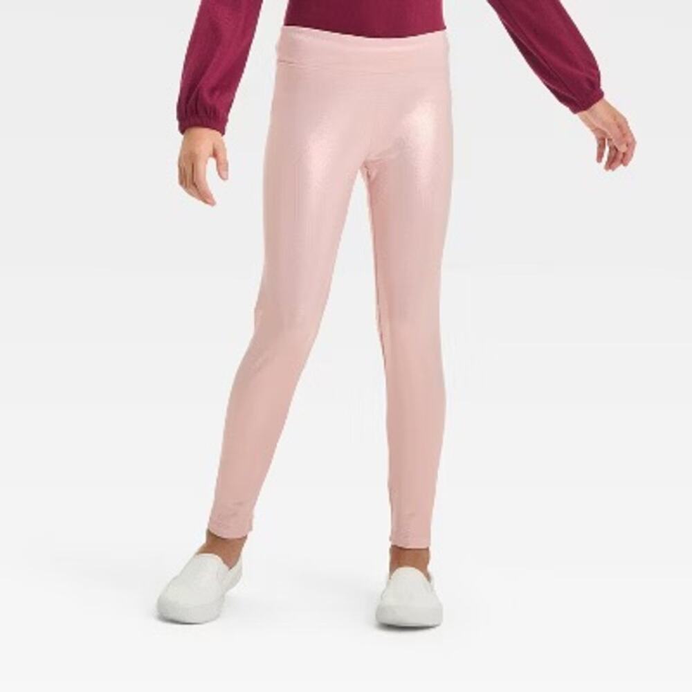 $10 Cat & Jack Girls Metallic Pink Leggings XS (4/5)